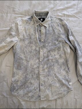 G-Star Light Gray Washed Button-Down Shirt